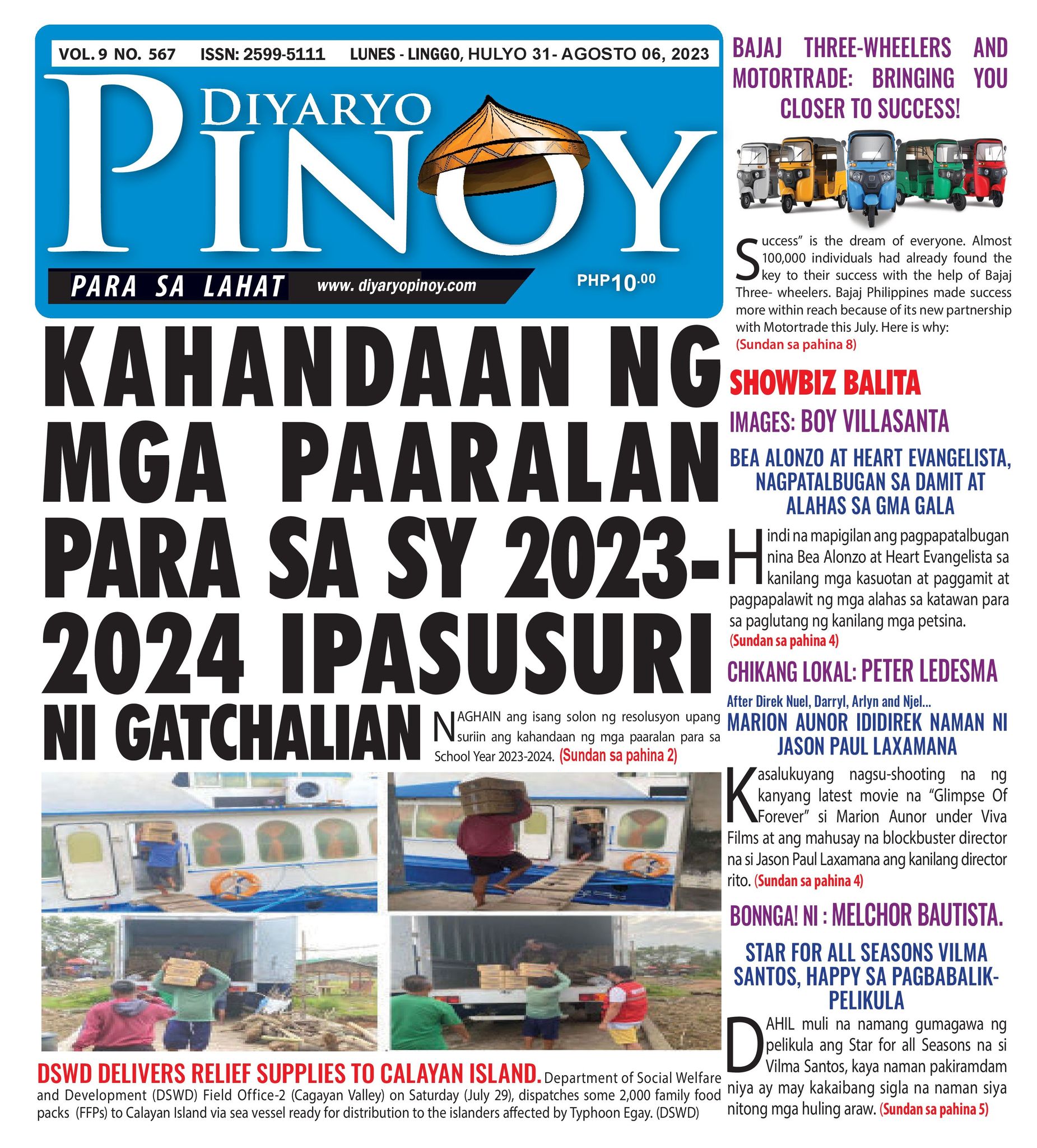 DIYARYO PINOY – JULY 31, 2023 ISSUE