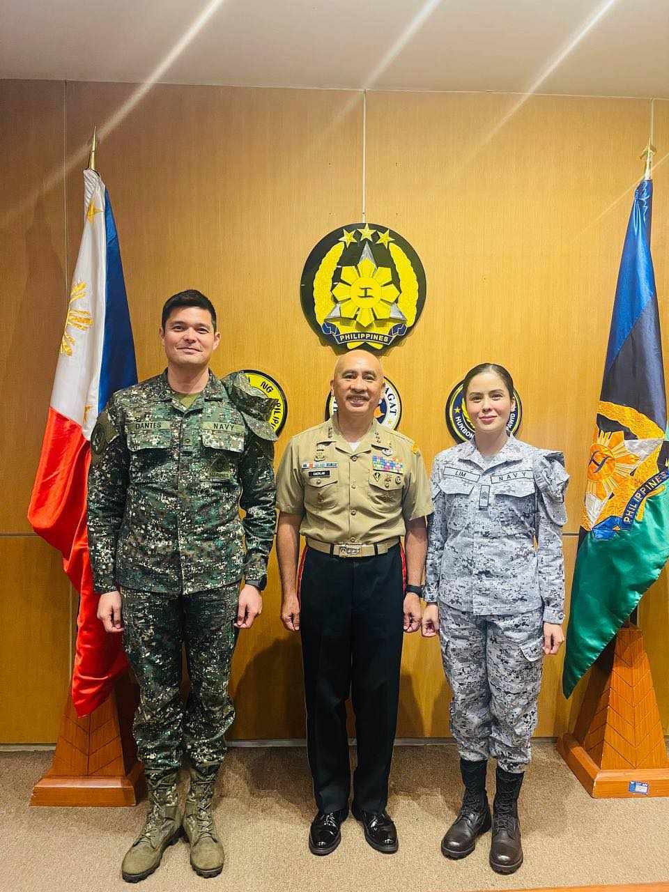 CELEBRITY RESERVISTS DINGDONG DANTES, KRISTINE LIM NAG COURTESY VISIT SA AFP