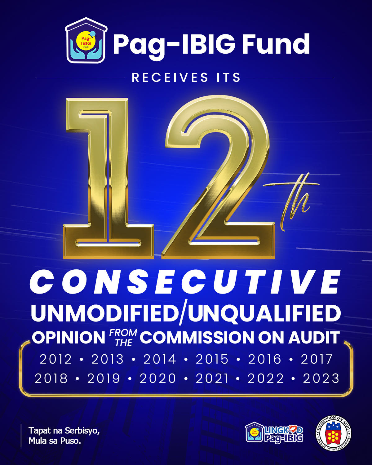 Pag-IBIG Fund Earns 12th ‘Unmodified Opinion’ from COA