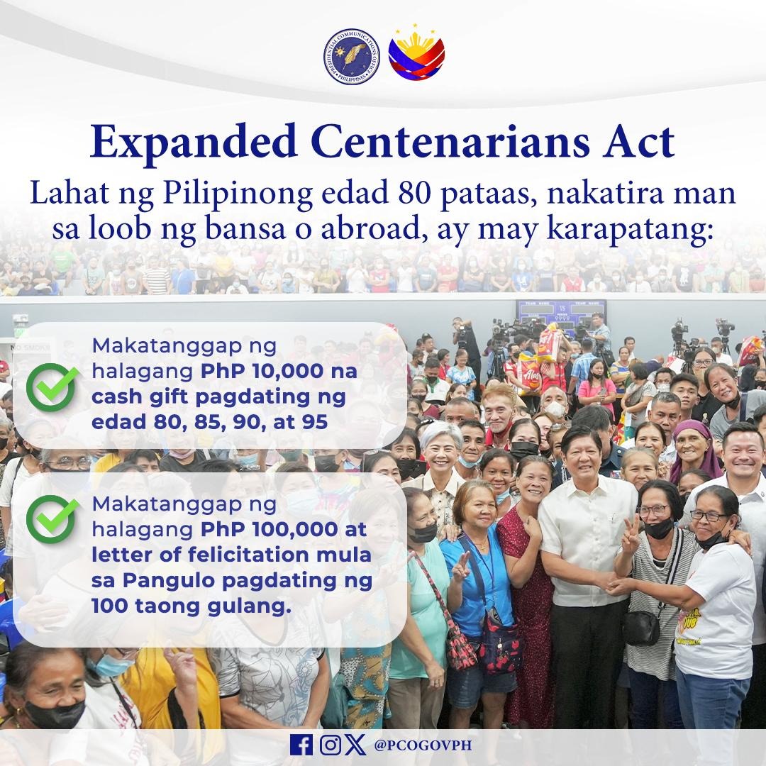 P3 billion set for P10,000 cash gift of octogenarians, nonagenarians