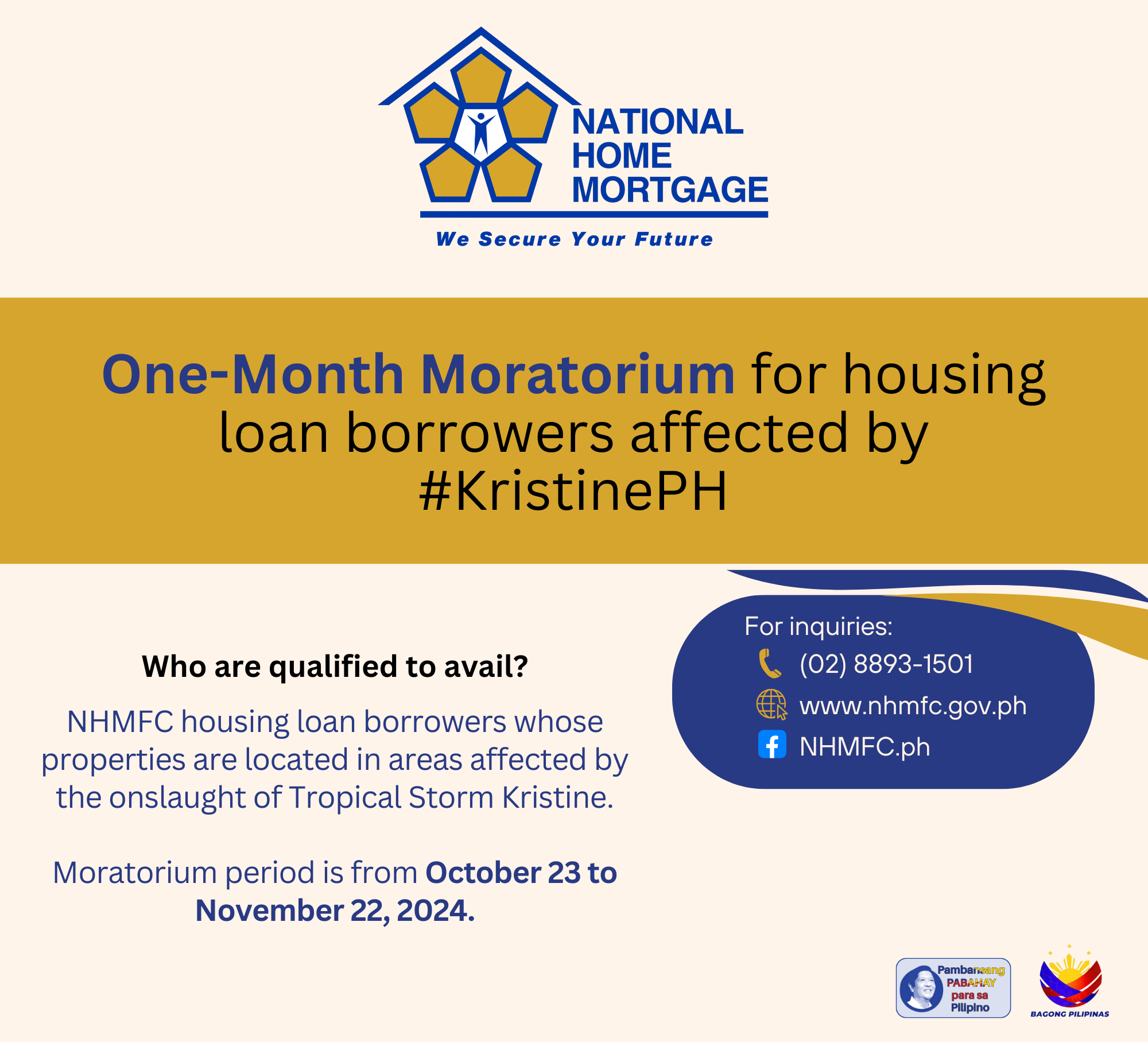 NHMFC implements moratorium for borrowers affected by typhoon