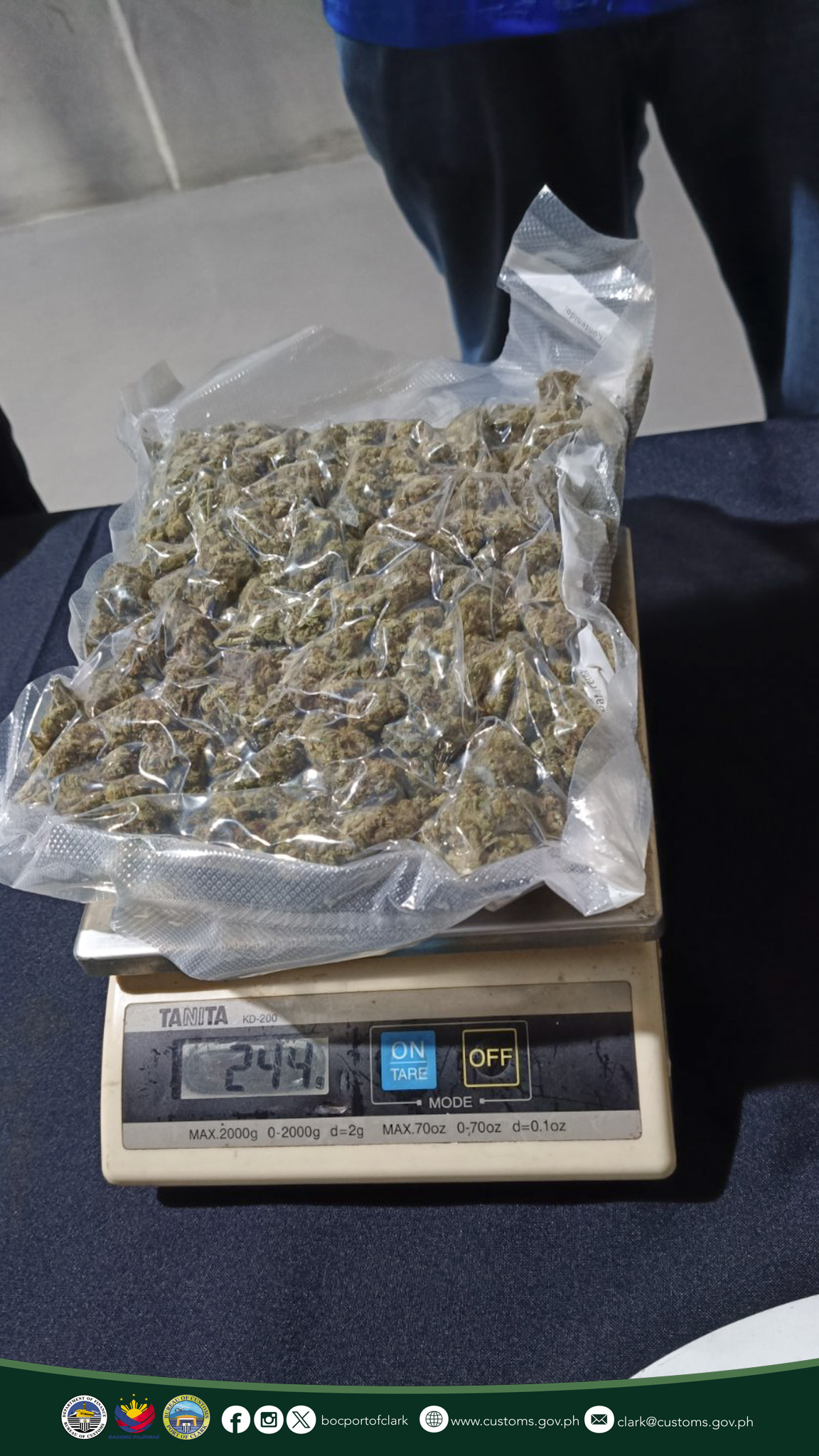 BOC-Clark Nasabat ang PhP729K halaga ng Mataas na Uri ng “Kush”
