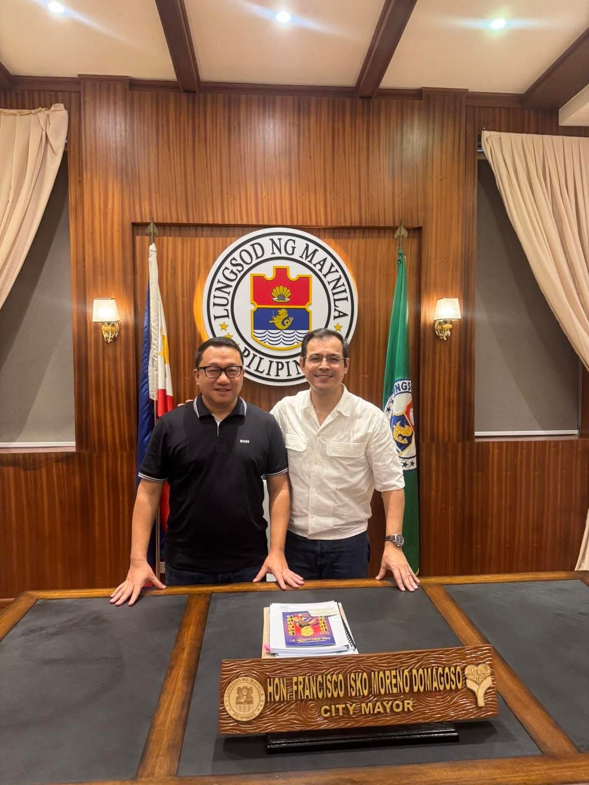 REP. JOEL CHUA, MAYOR ISKO MORENO SMOKE THE PEACE PIPE